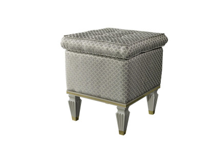 Gray upholstered bench footstool bedroom ottoman seat pouf