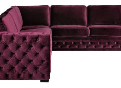 Burgundy Corner Sofa Chesterfield Velvet Fabric Furniture New Living Room Modern Design Sofa