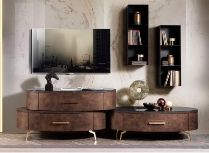 Design living room wall unit sideboard TV lowboard sideboard 4-piece set wall shelf new