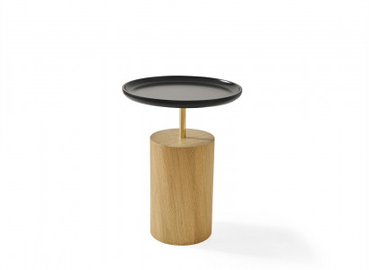 Side table, table, wood, side designer furniture, black, round table.