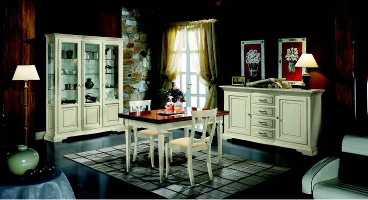 Dining Room Set 5-Piece Wood Furniture Sideboard 2x Chair Table Display Cabinet New