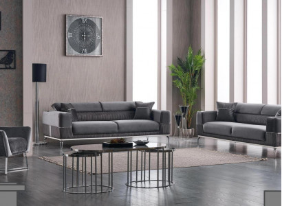 Luxury Sofa Set 331 Seating Living Room Set Gray Sofa Textile Furniture New