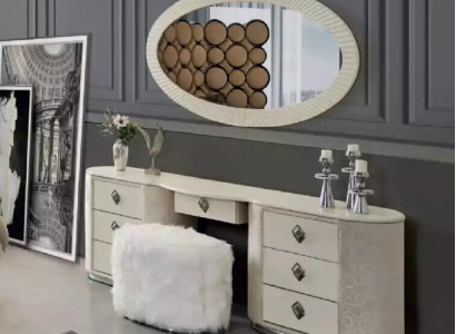 Makeup table set, console mirror, bedroom furniture design, stool set, new