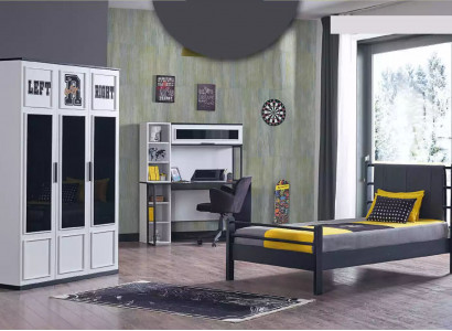 Children's room bedroom furniture complete room youth room black white 3-piece.